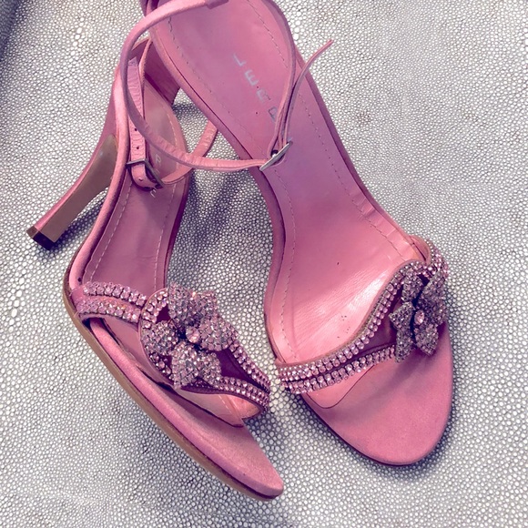 Lerre Shoes - LERRE Handmade in Italy Pink Silk 3.5” heel Rhinestone Flower Size 37 Sandals